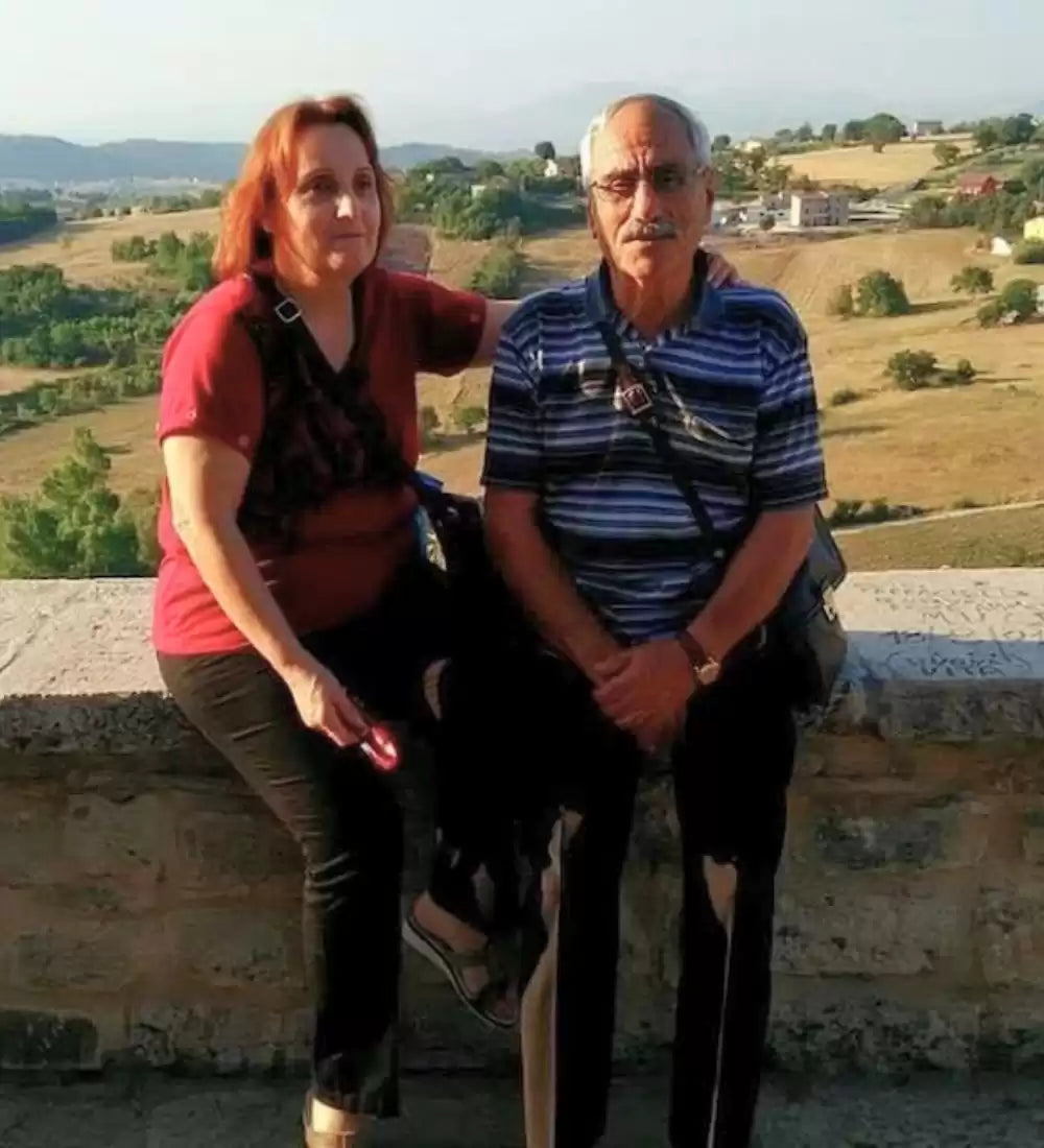 Deliba founders: Francesco Cosmano & Maria Borgese in the family olive grove, Molochio, Calabria
