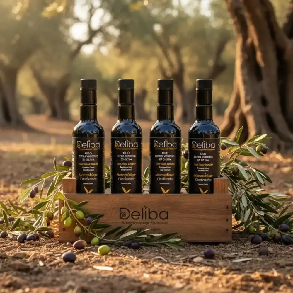 Deliba EVOO family-grown bottles