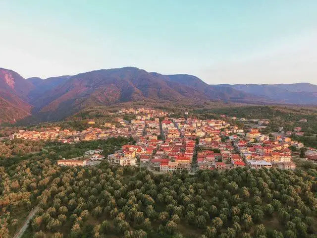 Molochio village in the Aspromonte hills of Southern Italy — home of the Cosmano family olive farm and a documented longevity hotspot