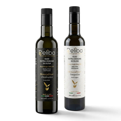 Deliba pre-order 2026 harvest, one Ottobratico and one Sinopolese
extra virgin olive oil bottle, 500 ml each